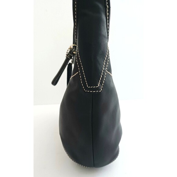 Coach Y2K Blk Leather Hobo Sufflette 10739 White Contrast Stitching - Picture 7 of 11